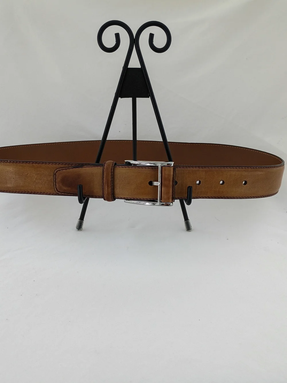 Magnanni Cognac Leather Belt Men's 32 Silver-tone Buckle Spain 1510 Dress Office